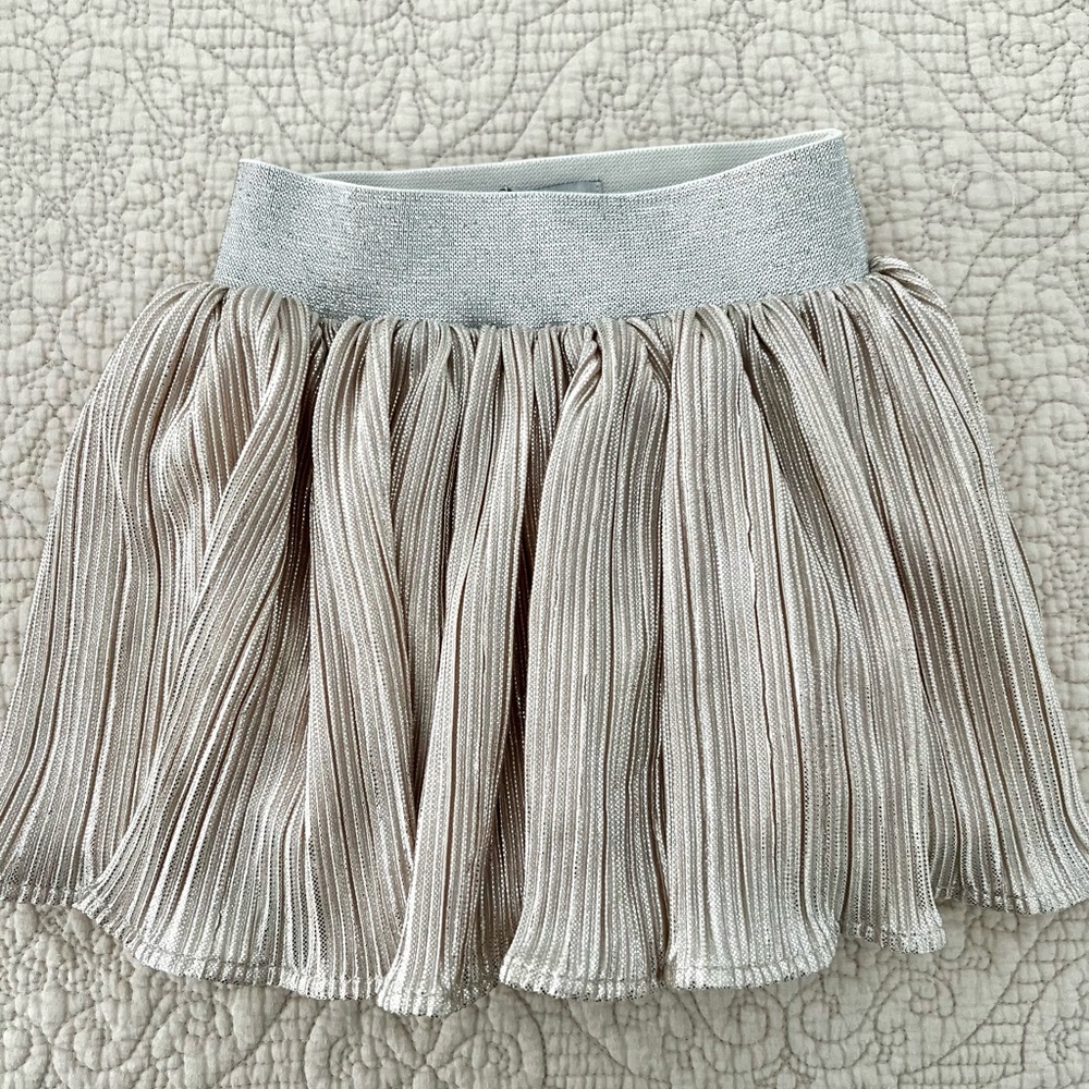 Pippa & Julie Shimmering Champaign and Silver Pleated Mini Skirt for baby